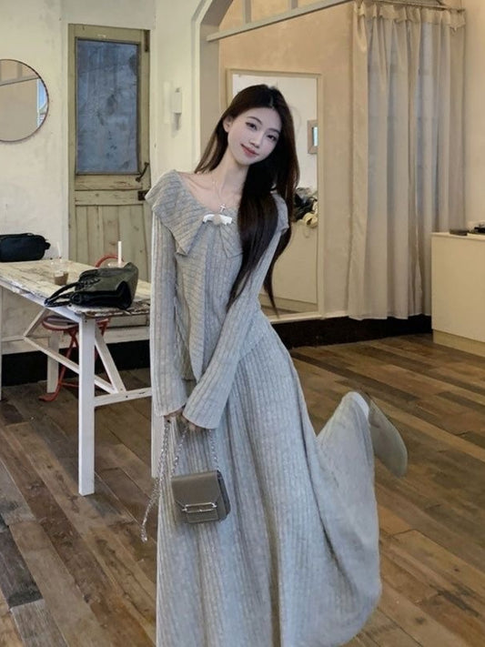 Women'S Spring Fall Two Piece Suit | Irregular Design Top with High Waist Skirt, Elegant Office Casual Wear, V-neck Solid Color