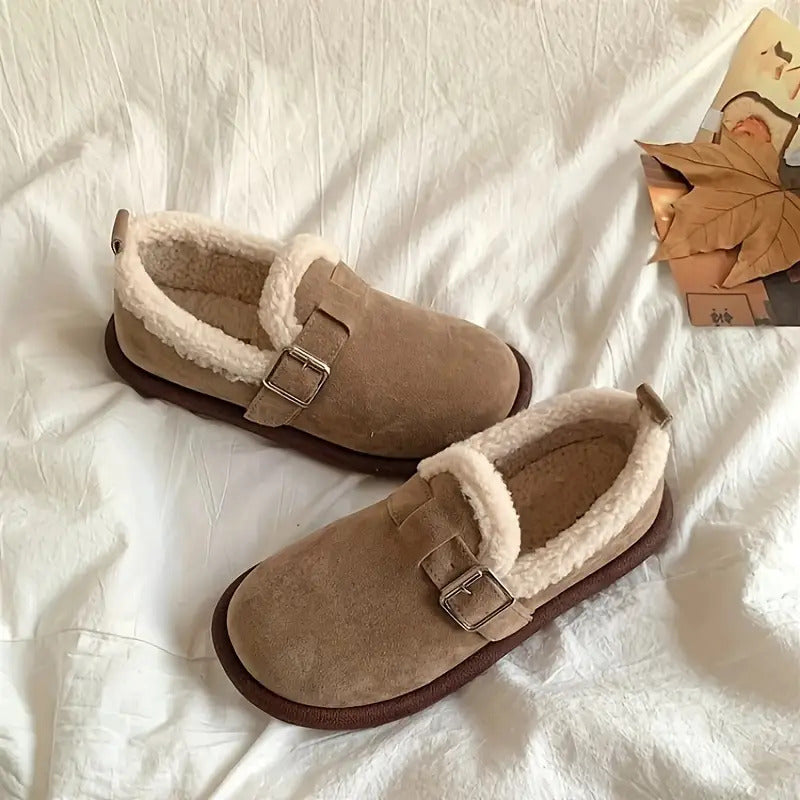 Cozy Women'S Fleece-Lined Loafers Featuring a Plush Collar And TPU Lining, Perfect for Winter