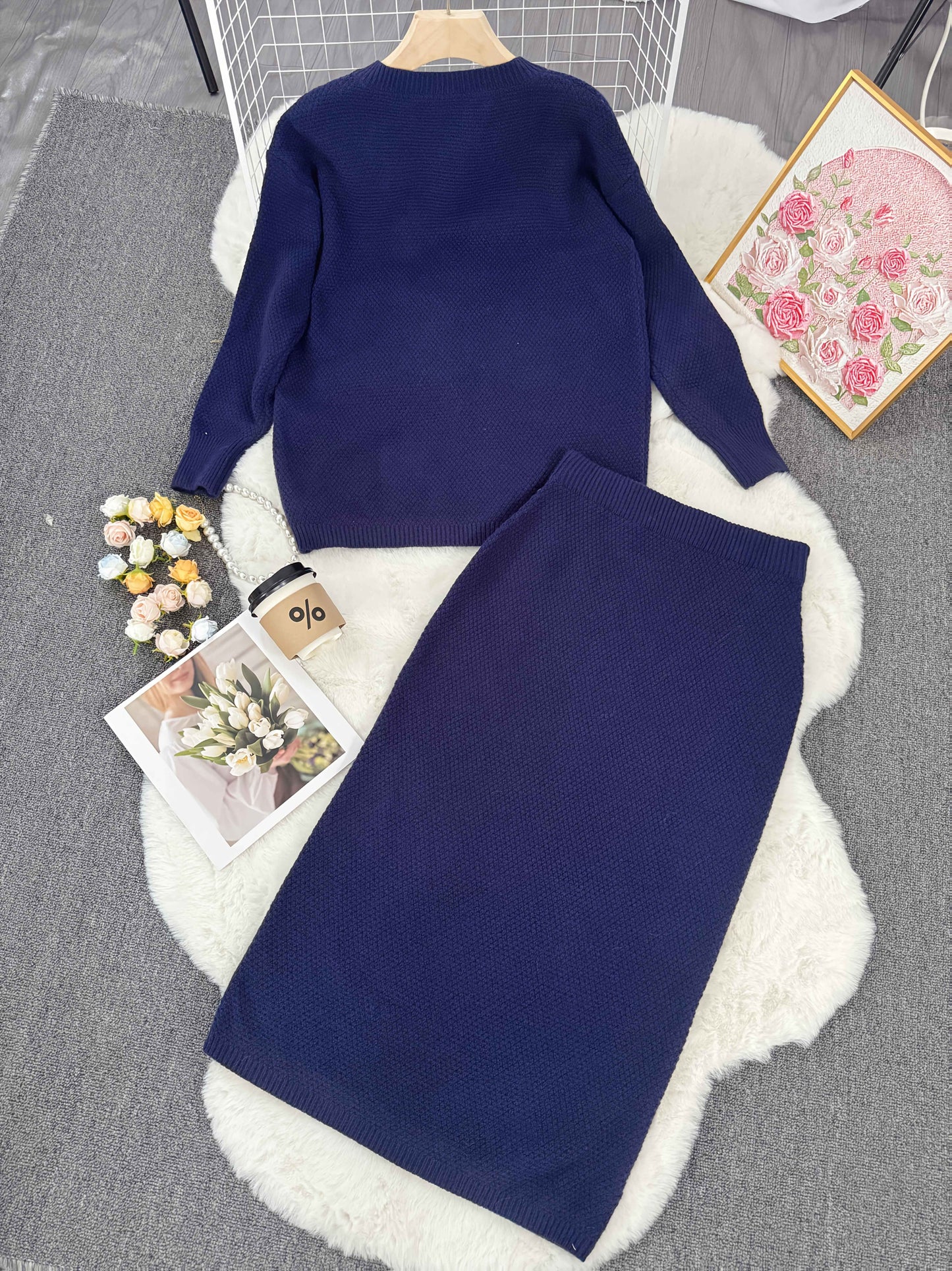 Fashionable And Elegant Irregular Top with a Fitted Bodycon Long Skirt Set